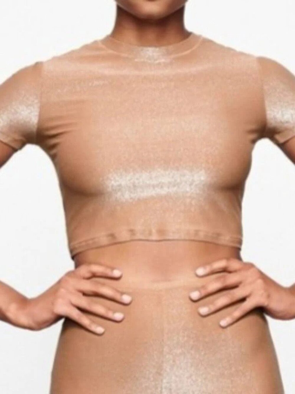 Skims Gold Shimmer Metallic Crop Top. Size M